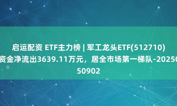 启运配资 ETF主力榜 | 军工龙头ETF(512710)主力资金净流出3639.11万元，居全市场第一梯队-20250902