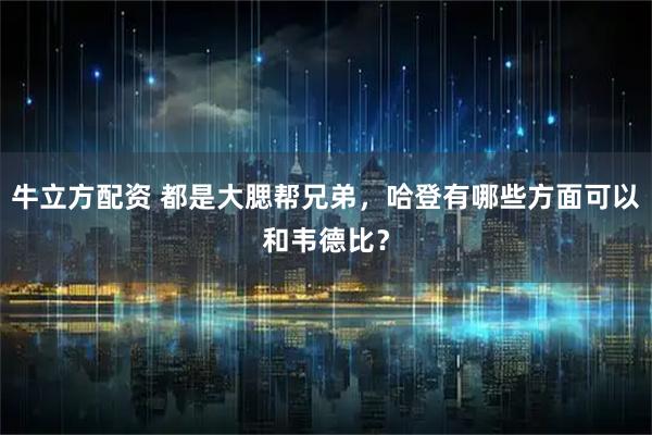 牛立方配资 都是大腮帮兄弟，哈登有哪些方面可以和韦德比？